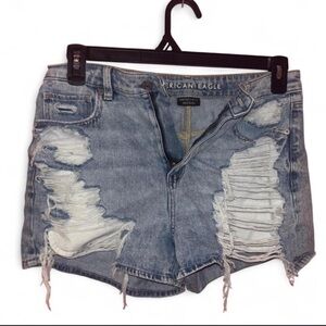 American Eagle Outfitters Light Blue Distressed Jean Shorts